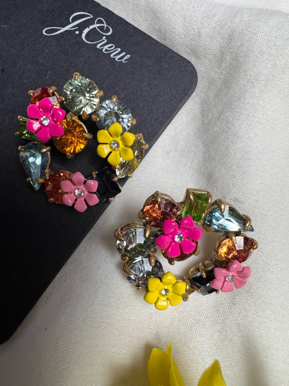 J.Crew Multicolor Floral Crystal Cluster Statement Stud Earrings NWT Gift